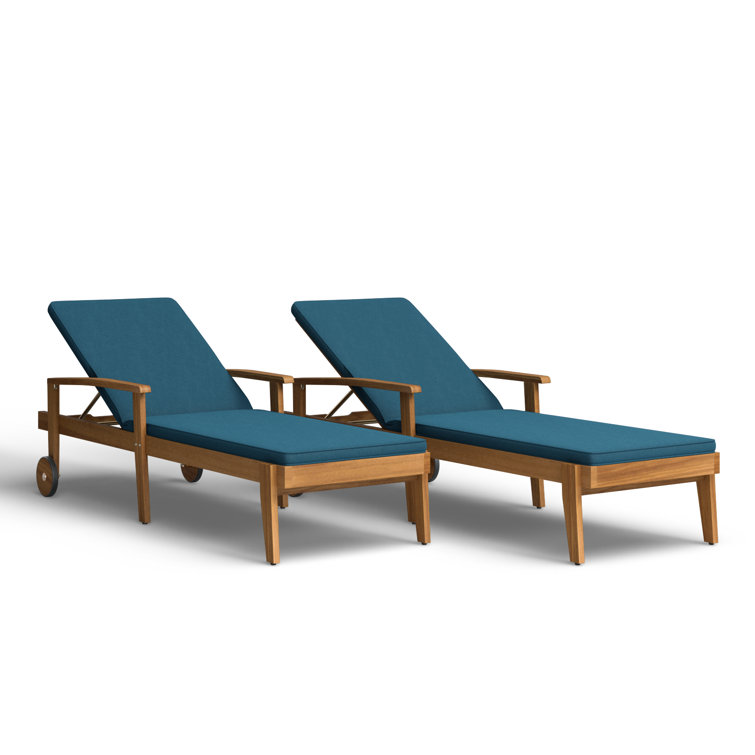 Birch Lane Saeon Outdoor Acacia Chaise Lounge Set Reviews Wayfair